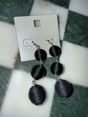 Black Three-ball Drop Earrings - Women Jewelry